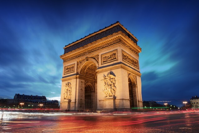 Arc de Triomphe Paris city at sunset - Arch of Triumph